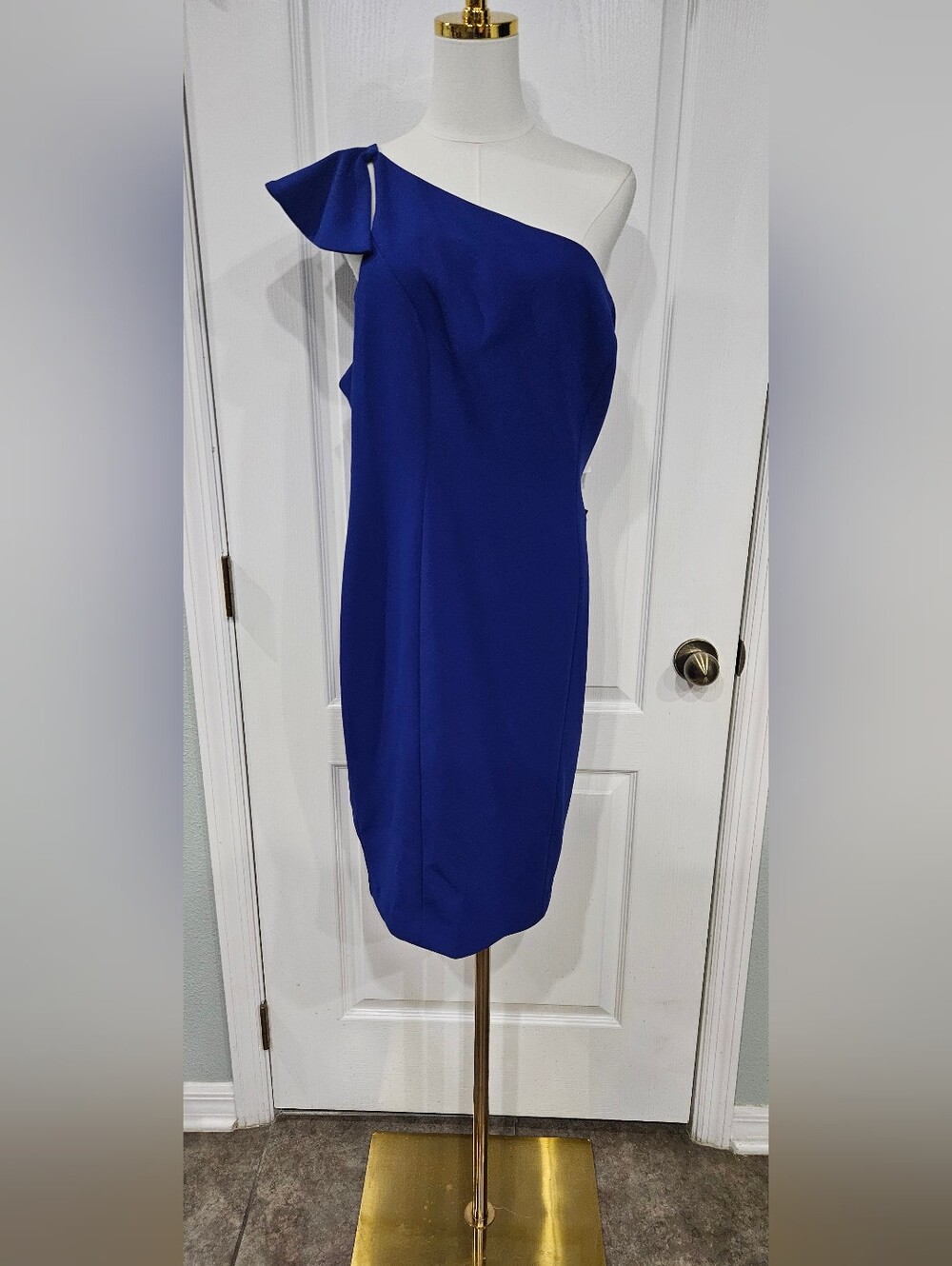 Vince Camuto One-Shoulder Cobalt Midi Dress